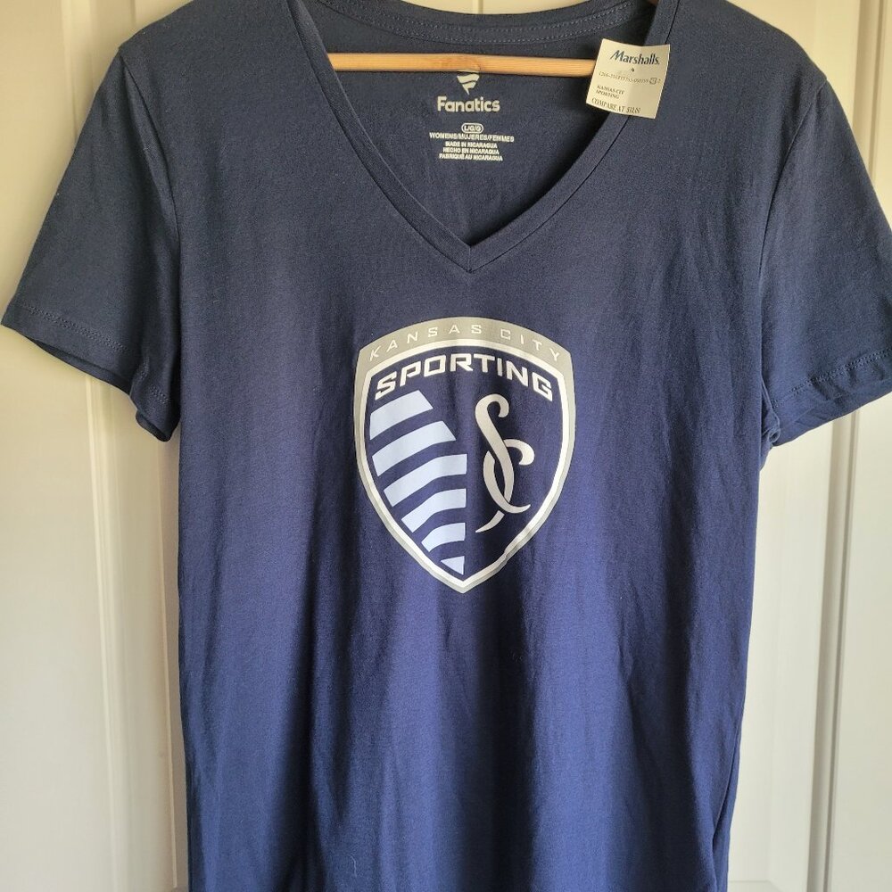Soccer Shirt SPORTING Kansas City Tee Shirt Womens L New